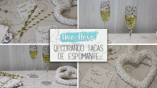 Decorando taças de espumante  DIY Ano Novo  Unique Home [upl. by Emoreg]