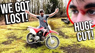 Bleeding amp LOST IN THE WOODS PitBike FAILURE [upl. by Laux]