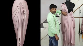 skirt draping and stitching  skirt design  shabbir master  draped skirt  plated skirt [upl. by Mloc806]