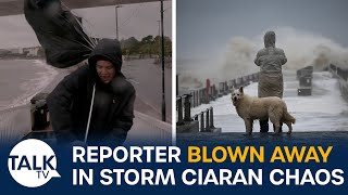 Shocking Storm Ciaran Footage Reporter Blown Away In 100mph Winds [upl. by Dudley]