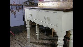 Pine Table With Drawers and Turned Legs and Reclaimed Wood Top [upl. by Prouty]