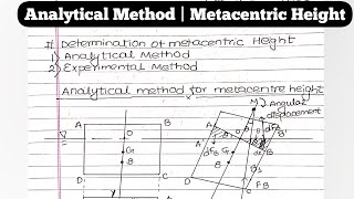 Metacenter Height Derivation  Analytical method  Fluid Mechanics [upl. by Engud861]