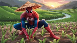 SPIDERMAN DAN ULTRAMAN MAIN DI SAWAH  VARO KIDS [upl. by Wenoa317]