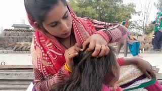 asmr nitpicking  nitpicking in long hair new long hair nitpicking [upl. by Hadeehsar]