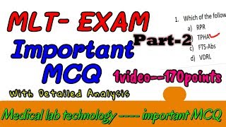 MLT mcq questions  Medical laboratory technician MCQ answers  Job amp Entrance exam  PART2 [upl. by Harmony]