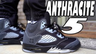 BEWARE BEFORE YOU BUY  AIR JORDAN 5 quotANTHRACITEquot REVIEW AND ON FOOT IN 4K [upl. by Oretos]