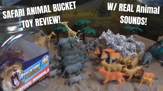 Adventure Force SAFARI 40 PCS TOY ANIMAL BUCKET REVIEW W ANIMAL SOUNDS [upl. by Ariajay]