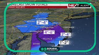 Philadelphia weather Winter storm warning shifts south into Atlantic Kent counties [upl. by Quintina]