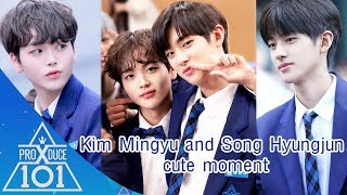 Kim Mingyu and Song Hyungjun Produce X 101 cute moments  송형준스타쉽 and 김민규젤리피쉬 [upl. by Aisorbma]