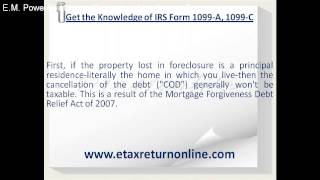 Knowledge of IRS Form 1099A 1099C [upl. by Allez]