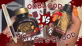 Diamine Oxblood vs Writers Blood Ink Comparison 🩸🖋️  Lets ink my new Pilot Elite 95s npd [upl. by Acirahs]