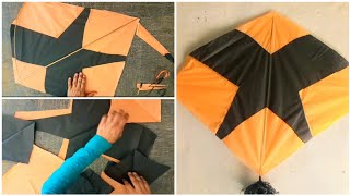 how to make kite with craft paper patang Banana ka tarika  kitemaking gudi [upl. by Llennhoj]