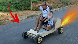 LUCAS BRINCANDO COM CARRINHO FEITO DE MADEIRA [upl. by Anahpos]