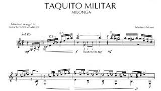 Mariano Mores Taquito Militar for Guitar Arr Villadangos Score video [upl. by Nnoryt]