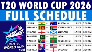 T20 World Cup 2026 Schedule ICC Mens T20 World Cup 2026 Schedule Date Time amp Venues [upl. by Oletha]