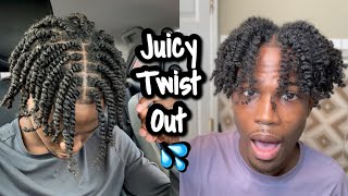 Taking Out Juicy Two Strand Twist After A Month  Mens Twist Out Tutorial [upl. by Nnalorac602]