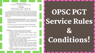 OPSC PGT Recruitment Service Rules amp Conditions II Odisha PGT Recruitment Details [upl. by Hospers]