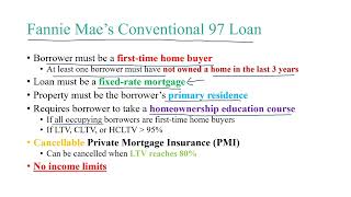 NMLS Exam  Fannie Maes Conventional 97 Loan Product [upl. by Afinom]