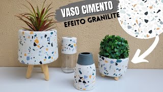 FAÇA VOCÊ MESMO VASOS DE CIMENTO COM EFEITO GRANILITE FICA LINDO E TA SUPER NA MODA [upl. by Irrehs]