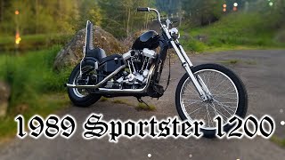 1989 HarleyDavidson Sportster 1200 chopper start exhaust sound [upl. by Narej]