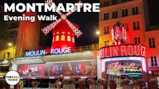 Montmartre Evening Walk  Paris France  4K 60fps with Captions [upl. by Harrad]