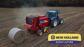 Baling Bean Stalks  New Holland TS100 and BR7060 [upl. by Chicky]