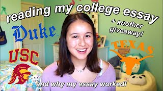 Reading My College Essay That Got Me Accepted Into Duke USC and UT Austin  Why My Essay Worked [upl. by Ymled]