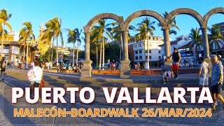 Paseo por Malecon Puerto Vallarta 2024 26032024 Full tour Puerto Vallarta Malecon Boardwalk 2024 [upl. by Ahsienal254]