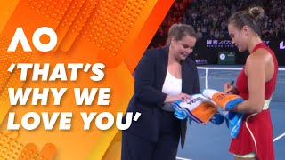 Classy Aryna Sabalenka’s touching towel donation to womens charity 2024 Australian Open  WWOS [upl. by Rifkin]