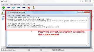 Note Entering the correct and incorrect password to open a 7Zip file [upl. by Ainollopa]