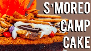 How To Make A SíMOREO CAMPFIRE CAKE Chocolate cakes frosting SíMORES and OREOS [upl. by Simona]