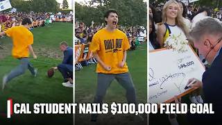 California Golden Bears student NAILS FIELD GOAL for 100000 on College Gameday 🏈💰 [upl. by Airdnala660]