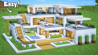 Minecraft How to Build a Modern House Tutorial Easy 46  Interior in Description [upl. by Yhtomiht]