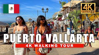 🇲🇽 Puerto Vallarta Beach Walk México 4K Walking Tour 2024 Sunset and Night Walk  4K HDR 60fps [upl. by Zoltai]