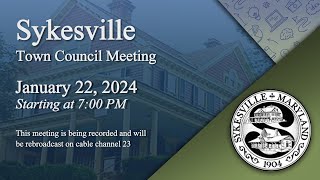 Sykesville Town Council Meeting 1222024 [upl. by Notsag163]