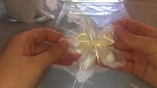 Tutorial bomboniera segnaposto comunione battesimo cresima fiore di Confetti nastro portaconfetti [upl. by Lesya5]