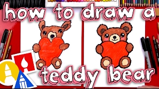 How To Draw A Teddy Bear Holding A Heart [upl. by Nodnahs]