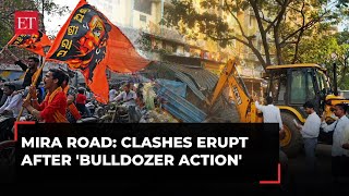 Clashes in Mumbais Mira Road Fresh bouts of violence erupt after bulldozer action on January 23 [upl. by Ayala]