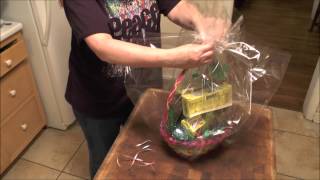 How to wrap a Gift Basket with Cello and then put on a Bow [upl. by Gwenneth]