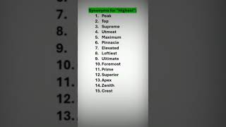 synonyms For highest english highest synonym [upl. by Gagliano]