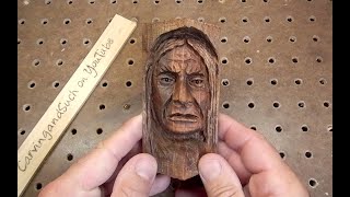 Power Wood Carving Indian face Dremel 3000 [upl. by Loleta]