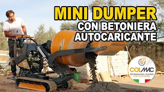 Mini dumper COLMAC  allestita con Betoniera autocaricante operativa Pellicano 660 PRO Mix25Fast [upl. by Smukler]