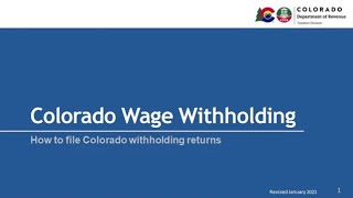 How to File Colorado Wage Withholding Returns [upl. by Bandeen]