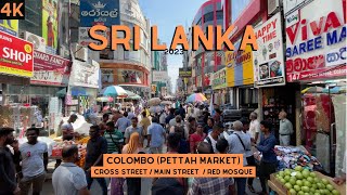 Colombo Sri Lanka 2023 4K Walk thru Pettah Market  Main Street  Red Mosque [upl. by Adnilemre]