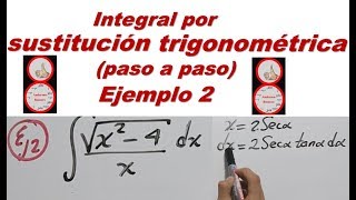 Integral por sustitución trigonométrica Ejemplo 2 raiz de x24 x [upl. by Cassidy482]