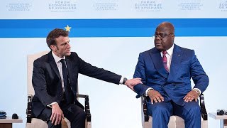 RDC  conférence de presse mouvementée entre Macron et Tshisekedi [upl. by Natala]