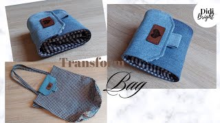 DIY Packable Shopping Bag sewing tutorial Foldable Tote Bag with old jeans Grocery Eco Bag making [upl. by Landbert]