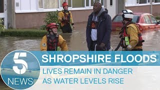 Water levels remain high in flooded areas of Shrewsbury  5 News [upl. by Akinar676]