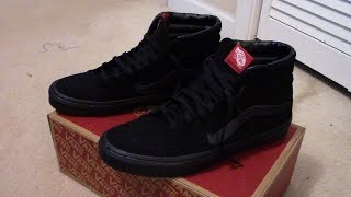 VANS SK8HI BlackBlack Suede Review  On Feet [upl. by Gaivn]