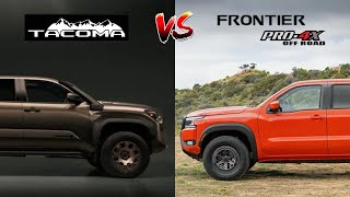 2025 Nissan Frontier PRO 4X vs 2025 Toyota Tacoma Trailhunter Compared  Truck Battles [upl. by Elehcim]